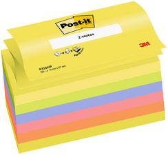 Post-it Bloc-notes adhésif z-notes, 127 x 76 mm, 6 couleurs