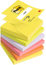 Post-it Bloc-notes adhésif z-notes, 76 x 76 mm, 6 couleurs