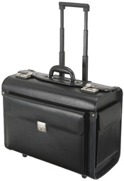 Alassio Valise pilote "SILVANA", cuir, avec trolley, noir