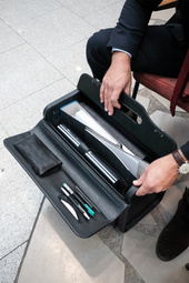 Alassio Valise pilote "SILVANA", cuir, avec trolley, noir