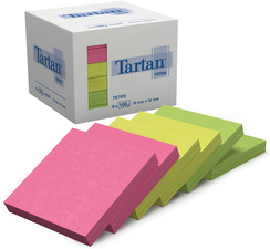 Tartan Bloc-notes repositionnable, 76 x 76 mm, assorti fluo