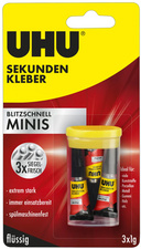 UHU Colle instantanée blitzschnell MINIS, 3 tubes de 1 g