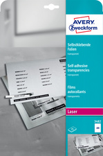AVERY Zweckform Films transparents pour imprimantes laser,A4
