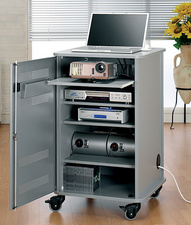 nobo Armoire mobile multimédia en aluminium, 4 plateaux