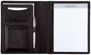 Alassio Conférencier "BORMIO", A5, cuir nappa, noir