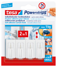 tesa Powerstrips Fixation adhésive pour rideaux Vario, blanc