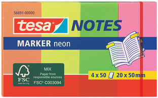 tesa Index repositionnable Marker, couleurs néons,50 x 20 mm