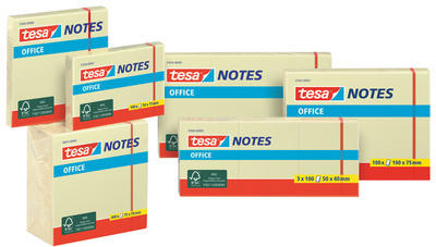 tesa Bloc standard adhésif Office Notes, 100 x 75 mm, jaune