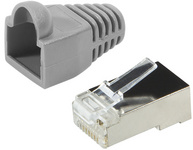 LogiLink Connecteur mâle RJ45, Cat.5e, bleu, avec manchon de