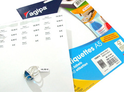 agipa Etiquette bijouterie, 45 x 8 mm, format A5, enlevable