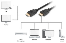 DIGITUS Câble HDMI pour moniteur, fiche mâle 19 broches, 1 m