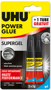 UHU Colle instantanée POWER GLUE ultra rapide SUPERGEL, 3 g