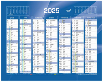 Calendrier de banque 2023/2024 Quo Vadis - 14 mois - Bleu - 55 x