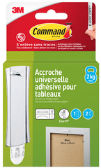 3M Command Crochet de fixation universel, L, argent