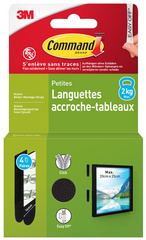 3M Command Languettes accroche-tableaux, taille: S, noir