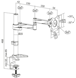 LogiLink Support pour écran, longueur bras 396 mm, noir/gris