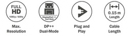DIGITUS Adaptateur DisplayPort 1.1a, mDP - HDMI-A, 0,15 m