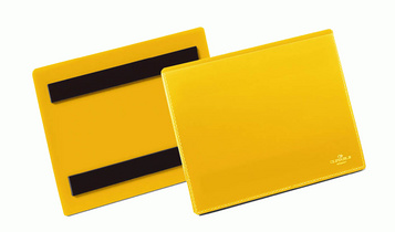 Porte-étiquette magnétique jaune pour étagère avec ouverture latérale -  paquet de 50 pièces