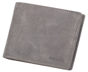 PRIDE&SOUL Portefeuille RFID, format paysage, cuir, gris
