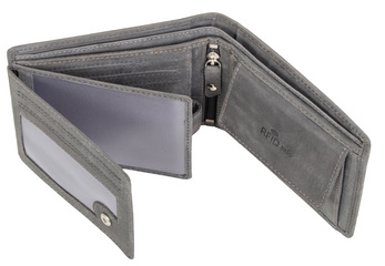 PRIDE&SOUL Portefeuille RFID, format portrait, cuir, gris