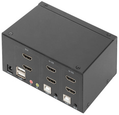 DIGITUS Commutateur KVM, 2 ports, double affichage, 4K, HDMI