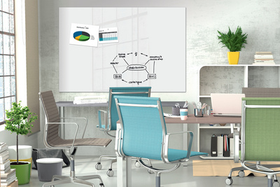 Be!Board Tableau magnétique en verre, 1.800 x 1.200 mm,blanc