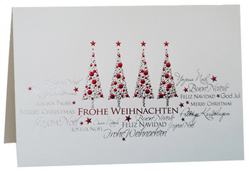 RÖMERTURM Weihnachtskarte "Silberrote Weihnachtsbäume"