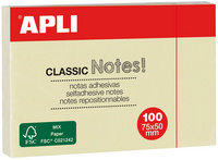 APLI Notes adhésives "CLASSIC Notes!", 75 x 75 mm, jaune