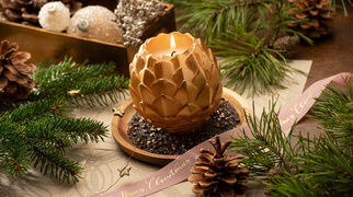 STARPAK Bougie sphérique "Pine Cone", or
