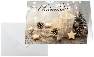 sigel Weihnachtskarte "Beige Christmas Candle", A6 quer (A5)