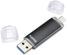hama Clé USB 3.0 "Laeta Twin", 128 GB, noir