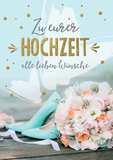 CACTUS Hochzeitskarte "Schuhe und Blumenstrauß"