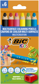 BIC KIDS Crayon de couleur multi-surfaces, étui carton de 10