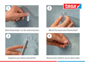 tesa Crochet Powerstrips WIRED HOOK SMALL, transparent