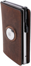 CLICKSAFE Portefeuille SLIM avec logement AirTag, marron