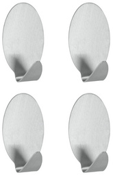 metaltex Crochet adhésif Lilliput, set de 4, ovale, inox