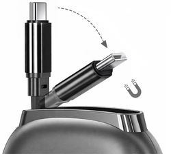 LogiLink Câble USB 2.0, USB-C - USB-C, rétractable, noir