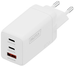 DIGITUS Chargeur secteur USB GaN, 2x USB-C / 1x USB-A, 67 W