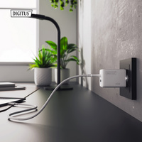 DIGITUS Chargeur secteur USB GaN, USB-C/USB-A, 45 W, blanc