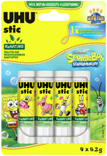 UHU Bâton de colle stic ReNATURE Bob l'éponge, 4 x 8,2 g