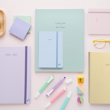 QUO VADIS Agenda PLAN NOTE 1521, 2026/2027, vert pastel