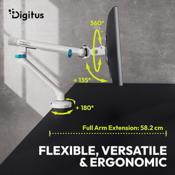 DIGITUS Bras support pour écran, avec pince, noir